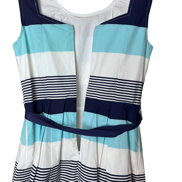 41 Hawthorn Size S Stripe Sleeveless Knee Dress Tie Waist Fit & Flare Lined NWT - Picture 9 of 16